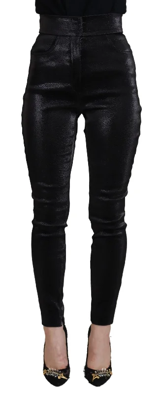 Dolce & Gabbana Elegant Black Denim Pants - Tailored Fit Soft Stretch Leggings