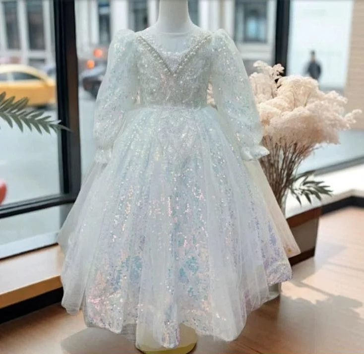 A-Line/Princess Long Sleeves Beading Round Neck Girl Party Dress with Rhinestone sweetheart Neckline Romantic A-Line/Princess Long Sleeves Beading Round Neck Girl Party Dress with Rhinestone sweetheart Neckline Romantic