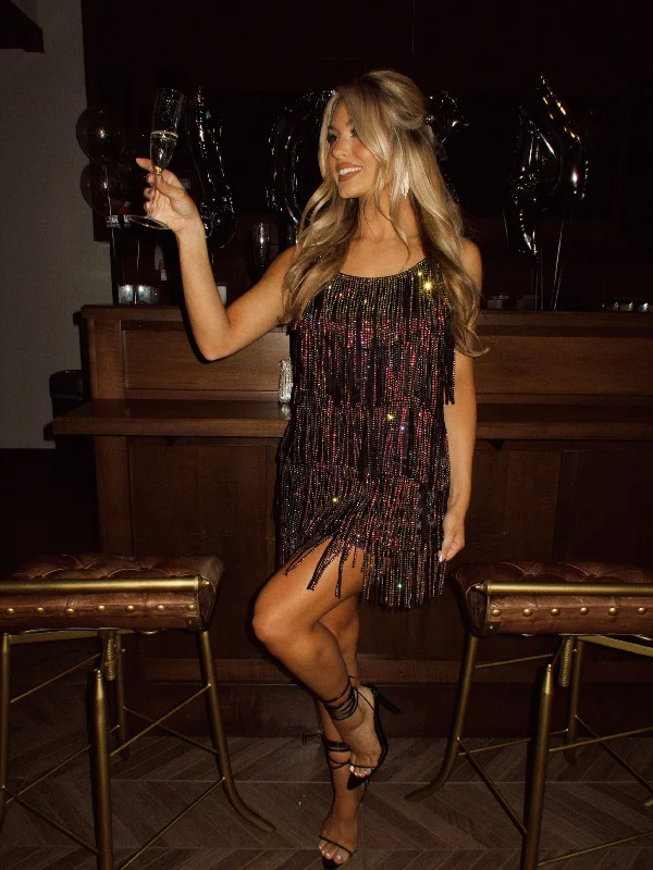Fringe Fiesta Dress Tunics Satin smooth