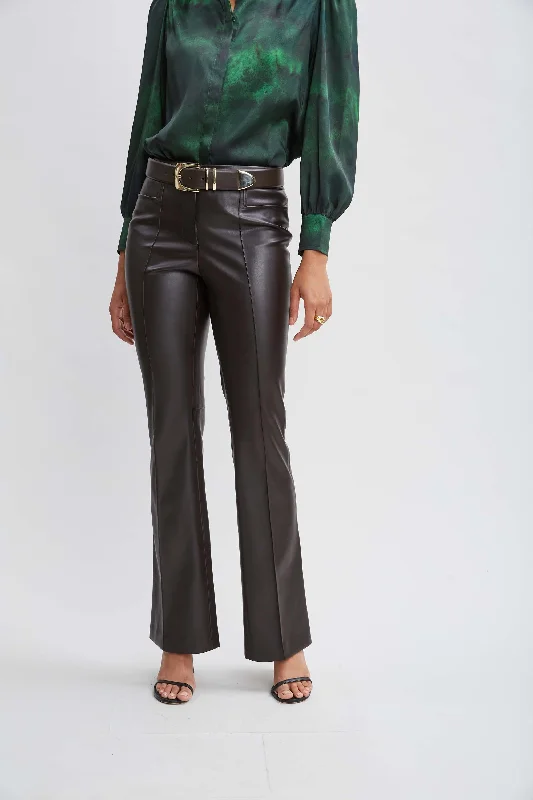 Vegan Leather Seam Pants Relaxed Lounge Trousers