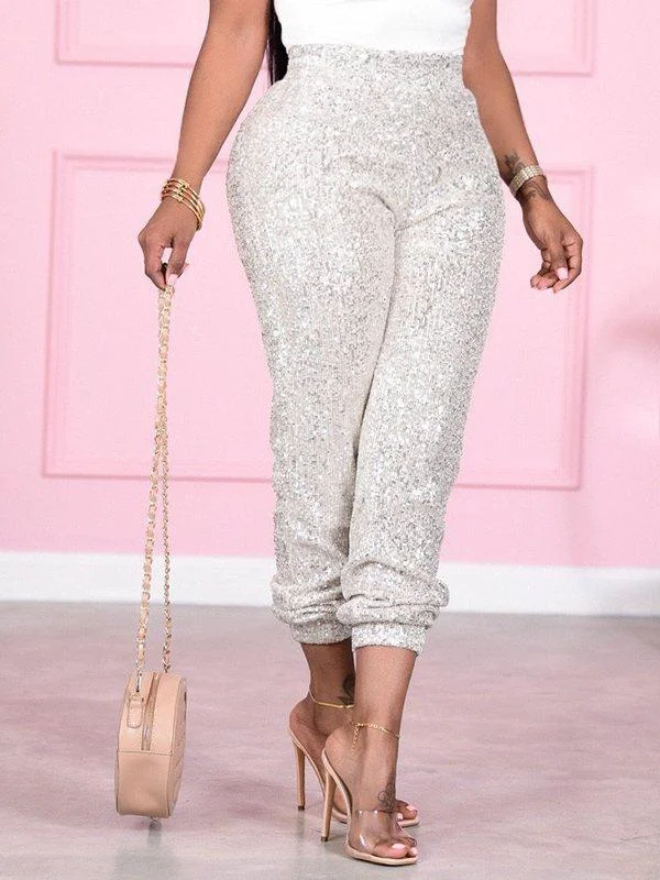 Sequin Jogger Pants Trendy Velvet Pants