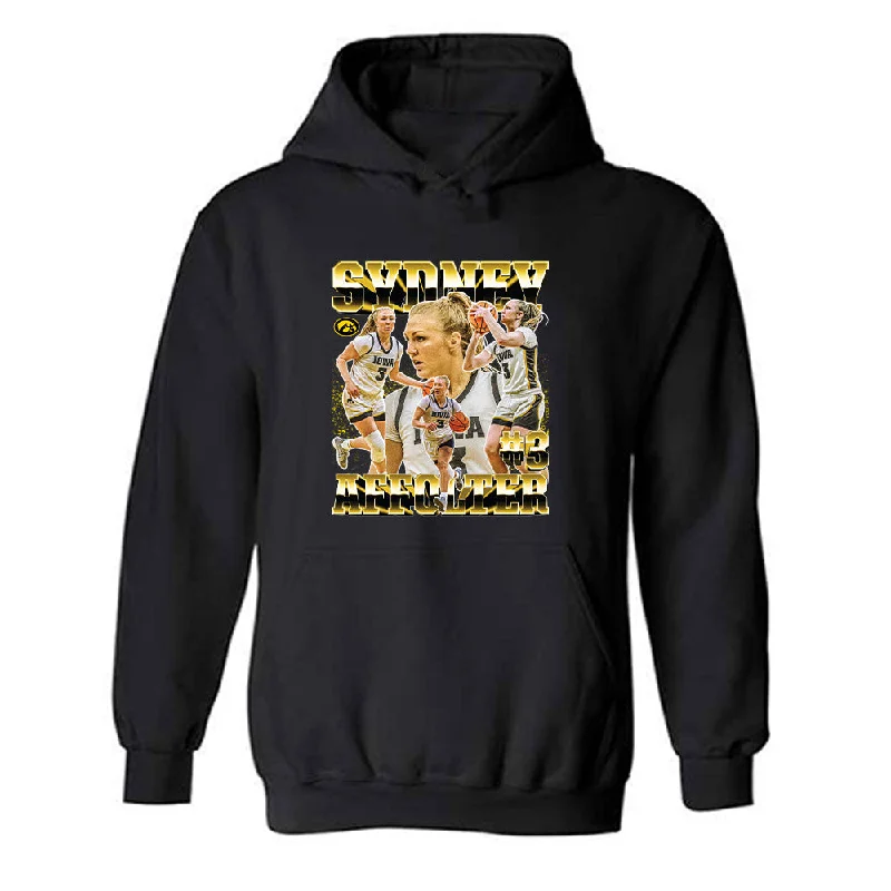 Iowa - NCAA Women's Basketball : Sydney Affolter - Player Collage Hooded Sweatshirt Hoodie with Illustration Artistic Creative Iowa - NCAA Women's Basketball : Sydney Affolter - Player Collage Hooded Sweatshirt Hoodie with Illustration Artistic Creative