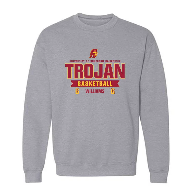 USC - NCAA Women's Basketball : Laura Williams - Classic Fashion Shersey Crewneck Sweatshirt Hoodie with Logo Branding Identity USC - NCAA Women's Basketball : Laura Williams - Classic Fashion Shersey Crewneck Sweatshirt Hoodie with Logo Branding Identity