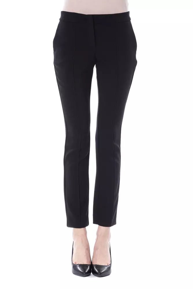 BYBLOS Black Polyester Women Pants Trendy Printed Pants