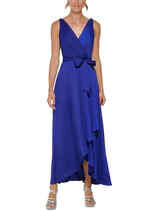 Womens Satin Evening Dress Off-the-shoulder Chic Trendy