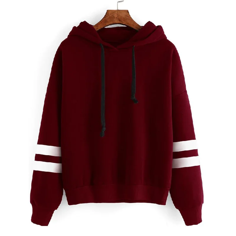 Women Fall Long Sleeves Hoodies Hoodie with Monochrome Minimalist Simple