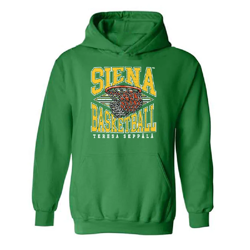 Siena - NCAA Women's Basketball : Teresa Seppälä - Classic Fashion Shersey Hooded Sweatshirt Hoodie with Velcro Closure Adjustable Secure Siena - NCAA Women's Basketball : Teresa Seppälä - Classic Fashion Shersey Hooded Sweatshirt Hoodie with Velcro Closure Adjustable Secure