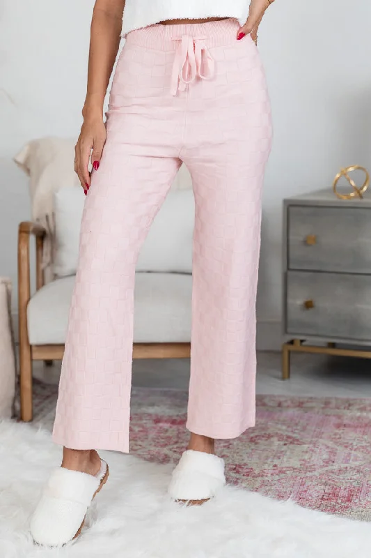 One Thing At A Time Pink Textured Checkered Lounge Pant FINAL SALE Relaxed Lounge Trousers One Thing At A Time Pink Textured Checkered Lounge Pant FINAL SALE Relaxed Lounge Trousers