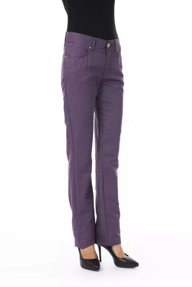 BYBLOS Purple Cotton Women Pants Comfy Athletic Pants