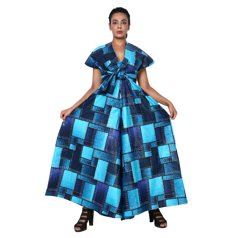 Printed Wide Leg Pants with Wrap Tie FI-67 High-Waist Trousers