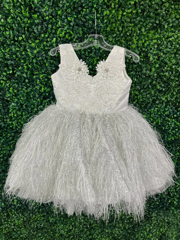 Tha Designs Girls’ White Feathered Party Dress Tunics Practical durable