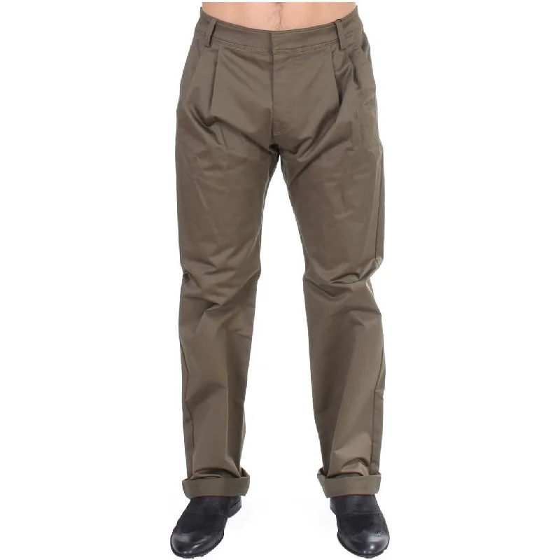 GF Ferre Elegant Green Comfort Straight Fit Pants Formal Stretch Pants