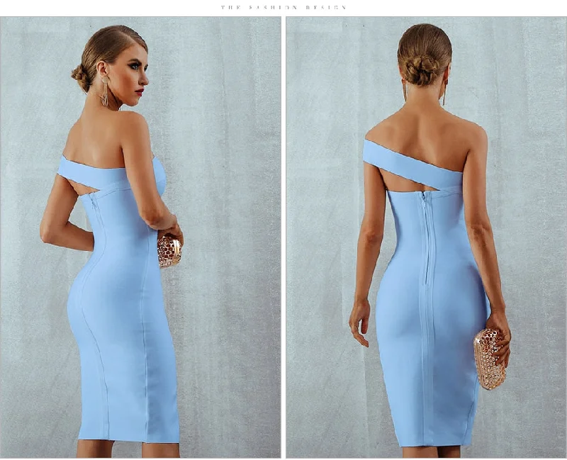 White Blue Bodycon Bandage Dress Summer Elegant Black One Shoulder Strapless Celebrity Runway Party Dress Turtleneck Warm Winter White Blue Bodycon Bandage Dress Summer Elegant Black One Shoulder Strapless Celebrity Runway Party Dress Turtleneck Warm Winter