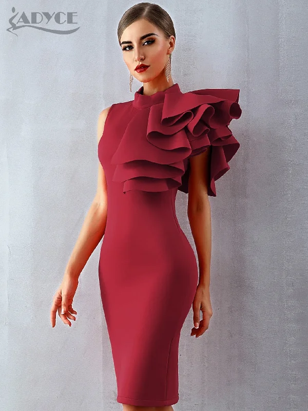 Summer Wine Red Celebrity Evening Runway Party Dress Sleeveless Ruffles Bodycon Midi Night Club Dress Tunics Print Colorful Summer Wine Red Celebrity Evening Runway Party Dress Sleeveless Ruffles Bodycon Midi Night Club Dress Tunics Print Colorful