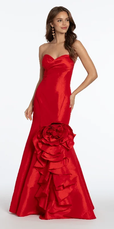 Stretch Taffeta Mermaid Dress with Ruffle Flower Hem Tunics Office stylish