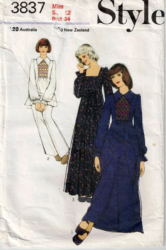Style 3837 Womens High Waisted Smocked Bodice Dress Tunic & Pants 1970s Vintage Sewing Pattern Size 12 Bust 34 inches Comfortable Denim Leggings Style 3837 Womens High Waisted Smocked Bodice Dress Tunic & Pants 1970s Vintage Sewing Pattern Size 12 Bust 34 inches Comfortable Denim Leggings