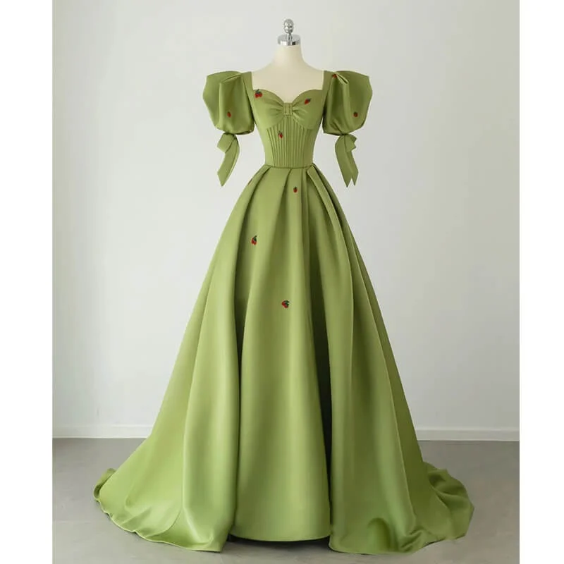 Green evening dress Princess Dress by9091 Elegant Long Evening
