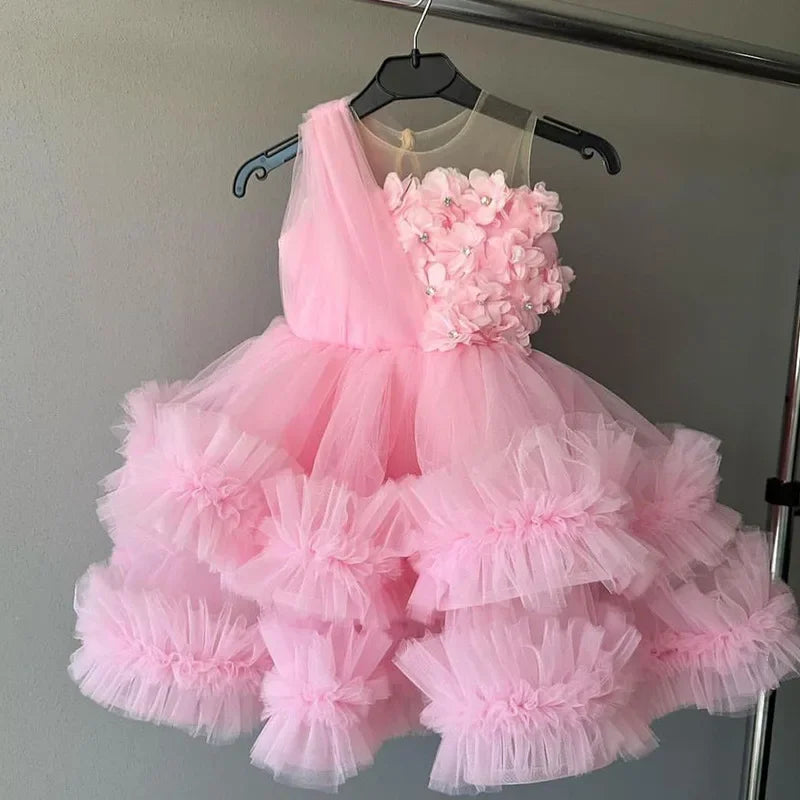 Birthday Party Dresses Princess Ball Gown Fluffy Gauze Flower Girl Dress Performance Robe Three-dimensional Flower Tutu Vestidos Tunics Wedding white Birthday Party Dresses Princess Ball Gown Fluffy Gauze Flower Girl Dress Performance Robe Three-dimensional Flower Tutu Vestidos Tunics Wedding white