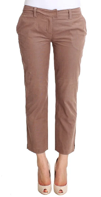 Costume National Chic Brown Cropped Corduroy Pants Elegant Trouser Pants
