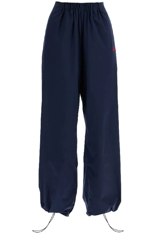 Sporty Pants With Embroidered Logo Design Chic Checkered Pants