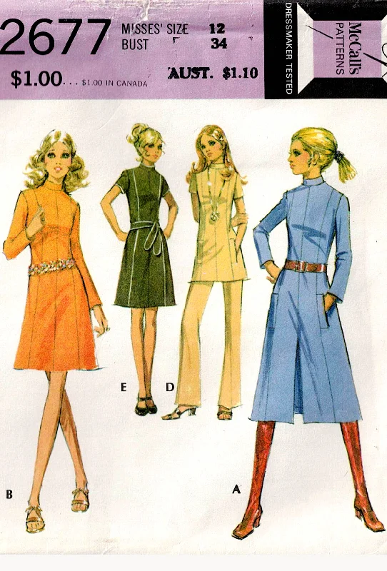 McCall's 2677 Womens Panelled Dress Tunic & Pants 1970s Vintage Sewing Pattern Size 12 Bust 34 inches Chic Wool Trousers McCall's 2677 Womens Panelled Dress Tunic & Pants 1970s Vintage Sewing Pattern Size 12 Bust 34 inches Chic Wool Trousers