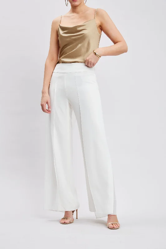 Chiffon Panel Pant Fashionable Tapered Leg Pants