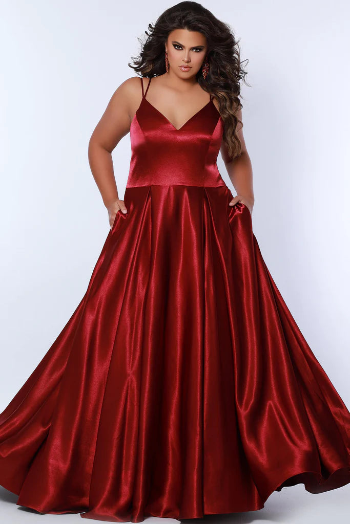Sydney's Closet SC7363 Satin A-Line Silhouette Long Prom Dress With Pockets Sweetheart Neckline Spaghetti Strap Plus Size Formal Gown Tunics Wedding white Sydney's Closet SC7363 Satin A-Line Silhouette Long Prom Dress With Pockets Sweetheart Neckline Spaghetti Strap Plus Size Formal Gown Tunics Wedding white