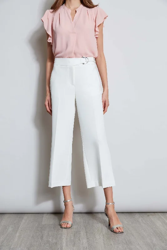 T-Tahari Cropped Wide Leg Pant Trendy High-Waist Trousers