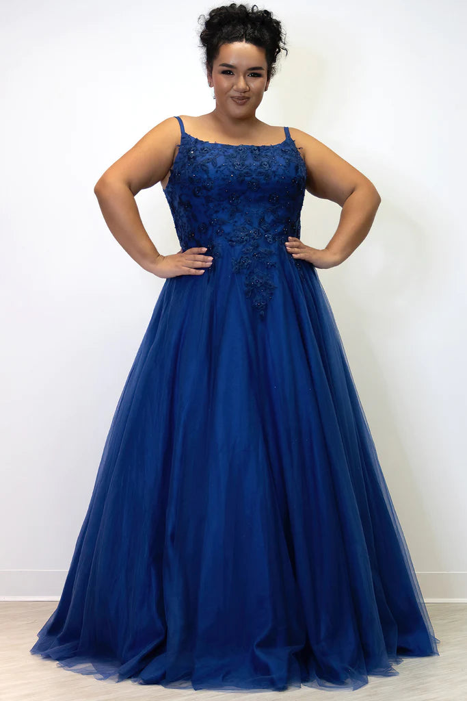 Sydney's Closet SC7357 A-Line Scoop Neck Tulle Lace Appliques Plus Size Prom Dress Tunics Occasion special Sydney's Closet SC7357 A-Line Scoop Neck Tulle Lace Appliques Plus Size Prom Dress Tunics Occasion special