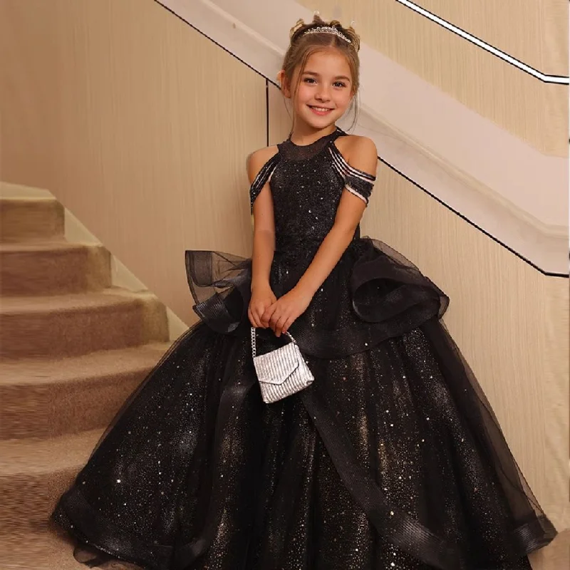 Ball Gown Off-the-Shoulder Beading Girl Party Dresses with Rhinestone Tunics Wedding white Ball Gown Off-the-Shoulder Beading Girl Party Dresses with Rhinestone Tunics Wedding white
