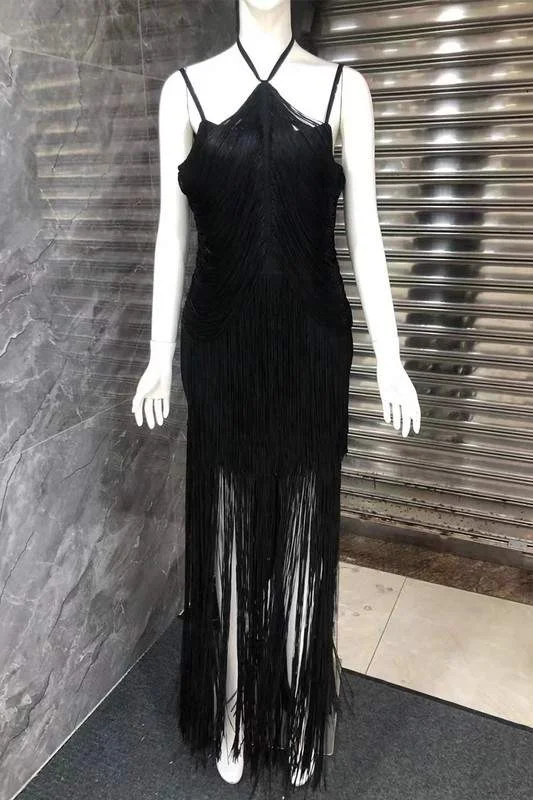 FRINGE MAXI PARTY DRESS Tunics Short Trendy