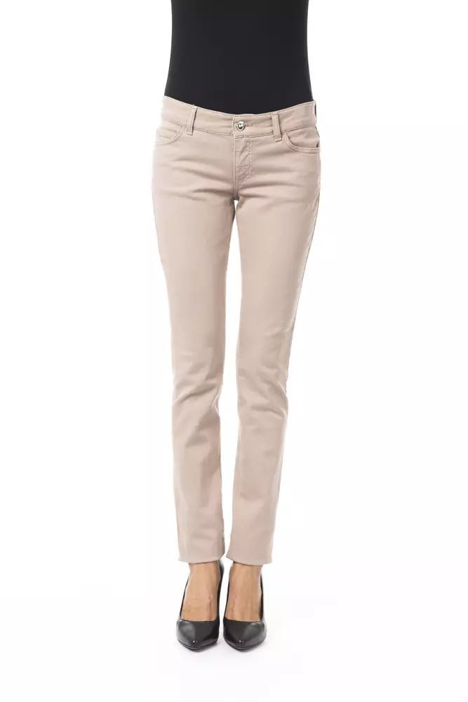 BYBLOS Beige Cotton Women Pant Soft Cotton Pants