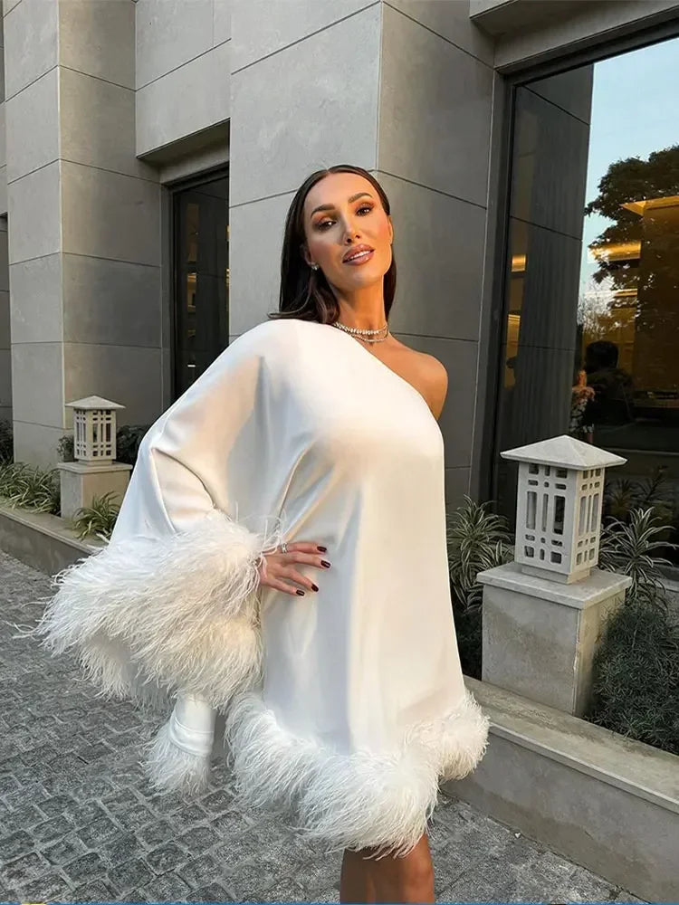 Cassie - Feathered party dress Tunics Long Elegant
