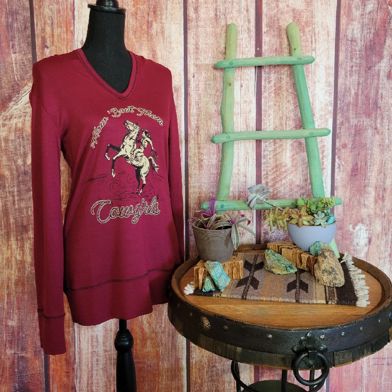 Women's "How 'Bout Them Cowgirls" Hoodie by Liberty Wear 281674 Hoodie with Drawstring Waist Adjustable Fitted Women's "How 'Bout Them Cowgirls" Hoodie by Liberty Wear 281674 Hoodie with Drawstring Waist Adjustable Fitted
