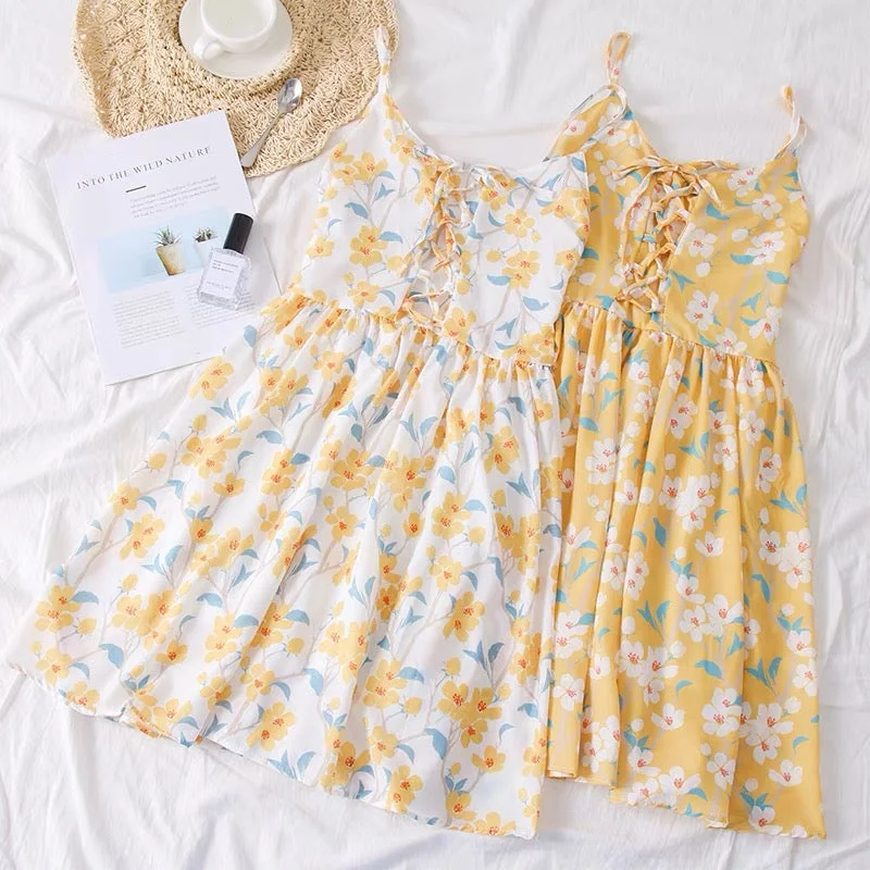 SWEET FLORAL PRINT HIGH WAIST DRESS BY50036 Tunics Bridal satin