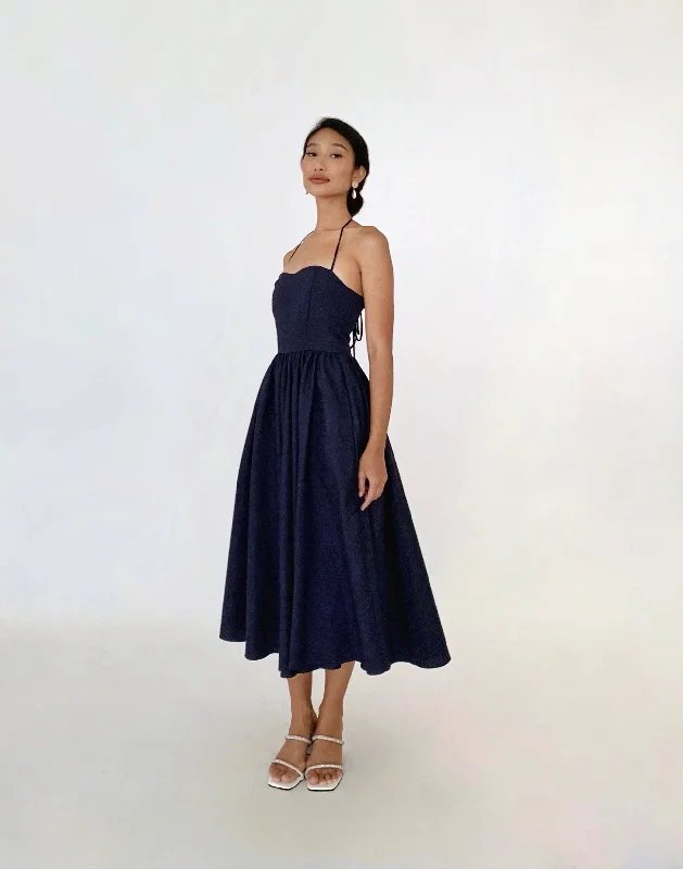 Pamela dress (MIDNIGHT BLUE) Tunics Polka dots