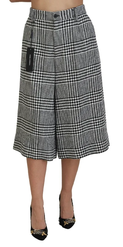 Dolce & Gabbana Elegant High Waist Plaid Midi Pants Comfortable Jogger Trousers