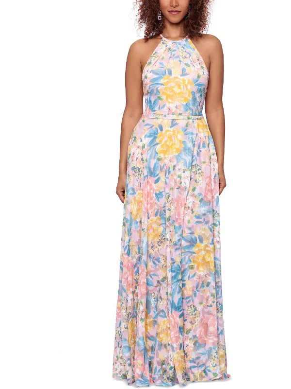 Womens Floral Print Maxi Evening Dress Tunics Trendy modern