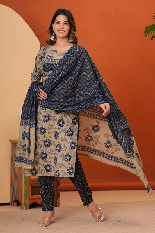 Cotton straight kurti,pant, dupatta sets Fashionable Work Pants