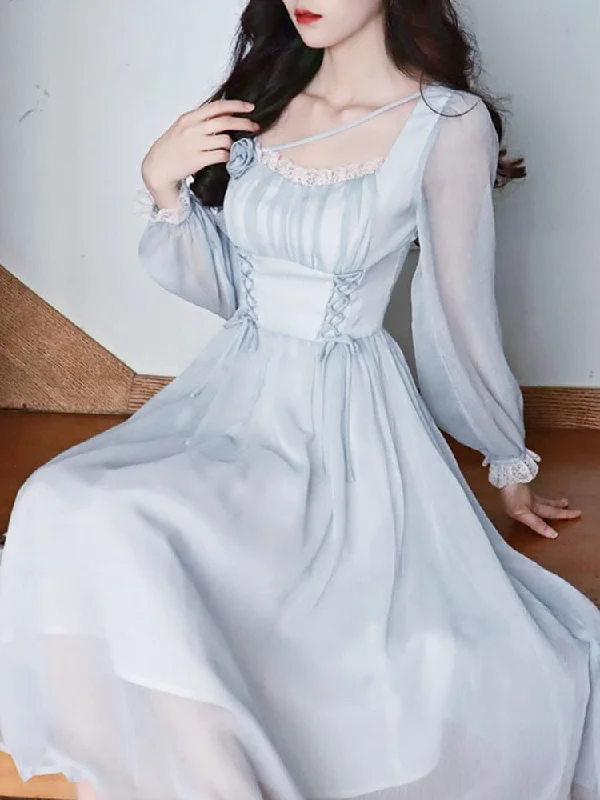 Summer Lace Design Midi Dress Women Long Seleve Elegant Faity Party Dress Female Casual One Piece Dress Korean Fashion Chic Tunics Versatile stylish Summer Lace Design Midi Dress Women Long Seleve Elegant Faity Party Dress Female Casual One Piece Dress Korean Fashion Chic Tunics Versatile stylish