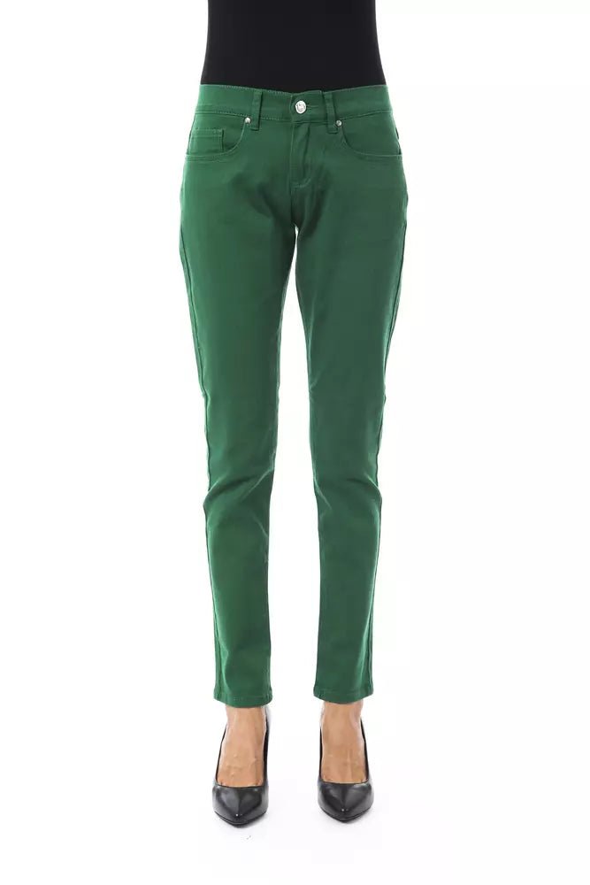 BYBLOS Green Cotton Women Pant Casual Yoga Pants
