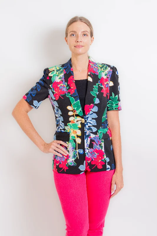 Black & Floral Blazer Jacket Collared Jacket Crew Neck Jacket Turtle Neck Jacket