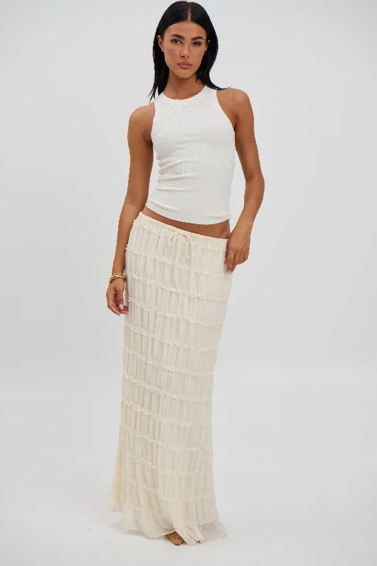 Maxine Maxi Skirt Cream - FINAL SALE silk skirt lustrous