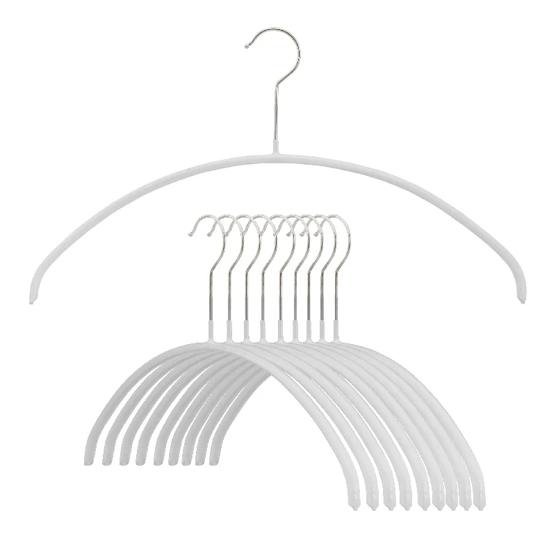 Euro Shirt, Sweater, Steel Non-Slip Clothing Hanger, Narrow Width, Model 36P, White Chenille Blend Fleece Blend Nylon Blend