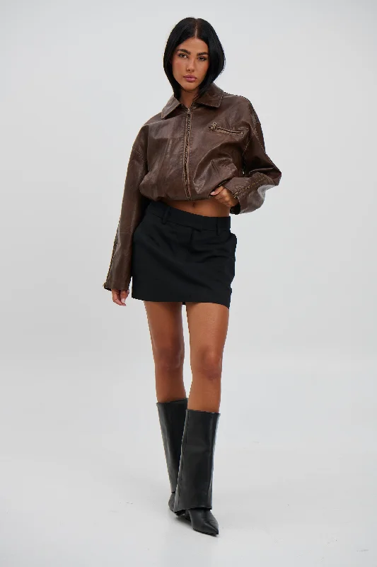 Brodie Mini Skirt Black flowy skirt hem