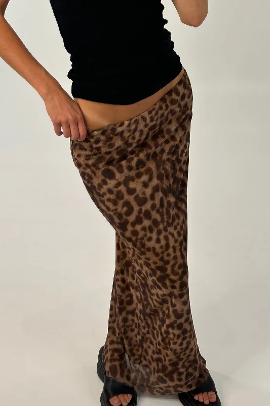 Louie Maxi Skirt Dark Leopard chiffon skirt lightweight