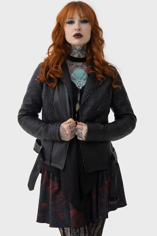 Spideration Biker Jacket Denim Fabric Leather Fabric Suede Fabric