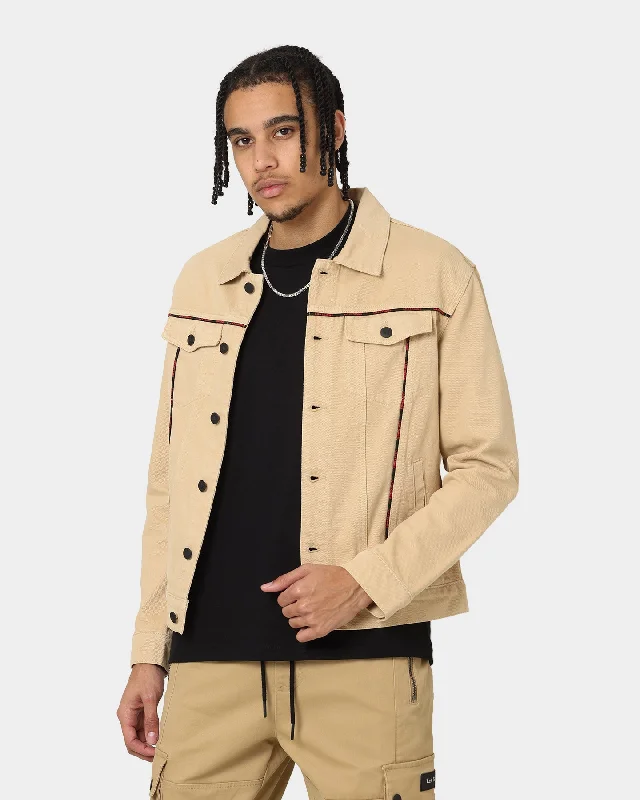 Last Kings Piping Denim Jacket Denim/Khaki Rayon Fabric Velvet Fabric Corduroy Fabric Last Kings Piping Denim Jacket Denim/Khaki Rayon Fabric Velvet Fabric Corduroy Fabric