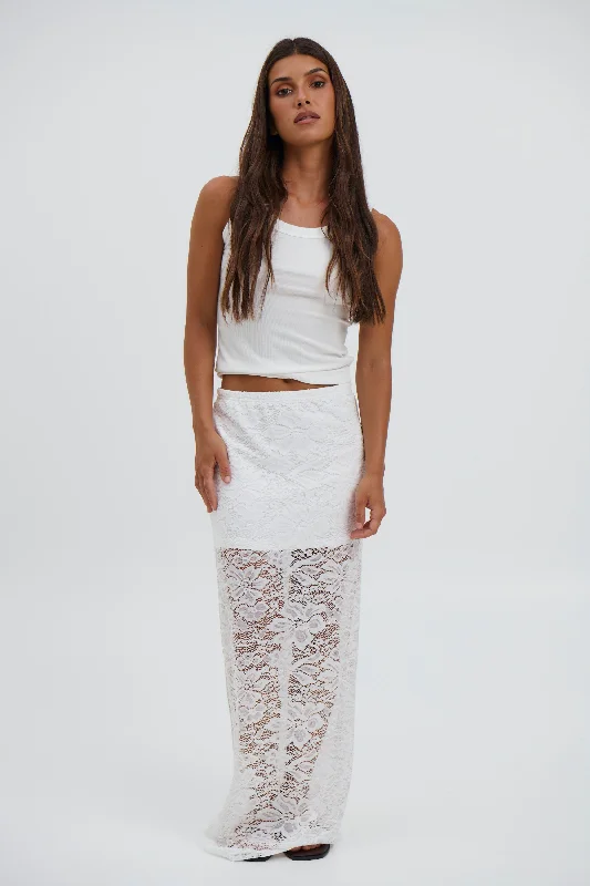 Chantelle Lace Skirt White denim skirt trendy