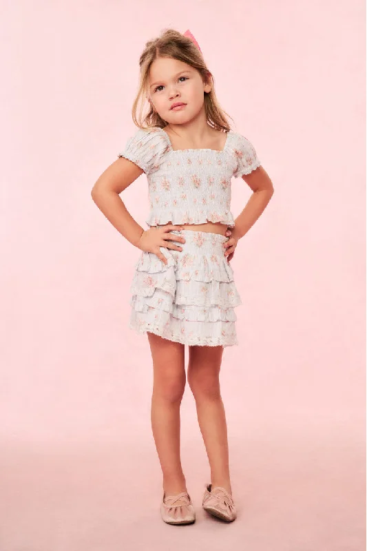 Girls Billie Blue Floral Mini Skirt leather skirt bold